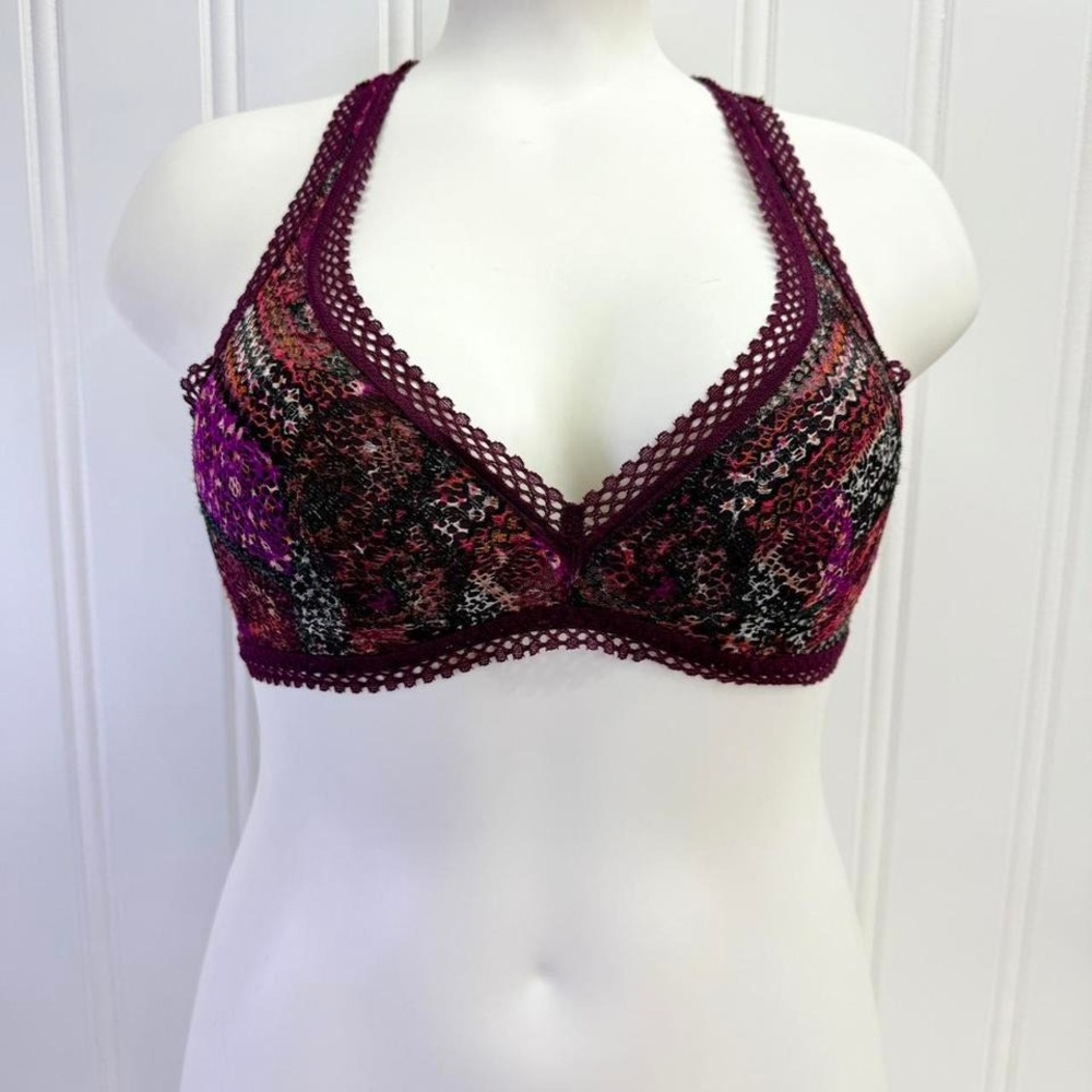 Victoria's Secret Lace‎ Bralette Small Purple Pink Racerback Wireless Bra Top